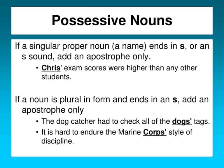 Student s or students or students comprehensive to possessive